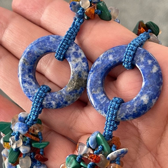 Sajen designer hand knotted multi gem sterling silver necklace - Picture 5 of 10